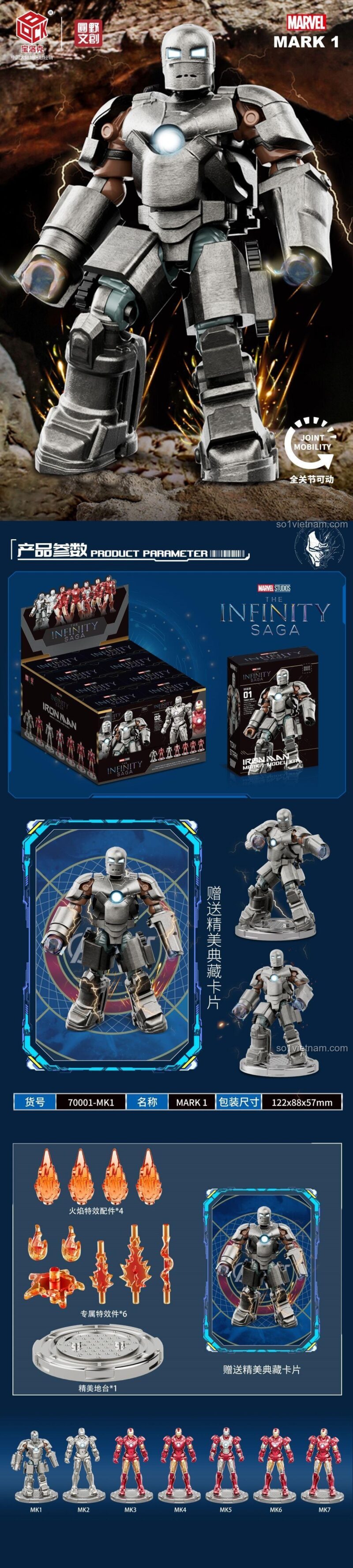 Bộ đồ chơi Iron Man Mark 1, Siêu anh hùng Marvel, 7 mẫu Iron Man độc đáo, Con trai 14 tuổi, Lắp ghép Iron Man Mark 1, Chất lượng cao, Giá tốt