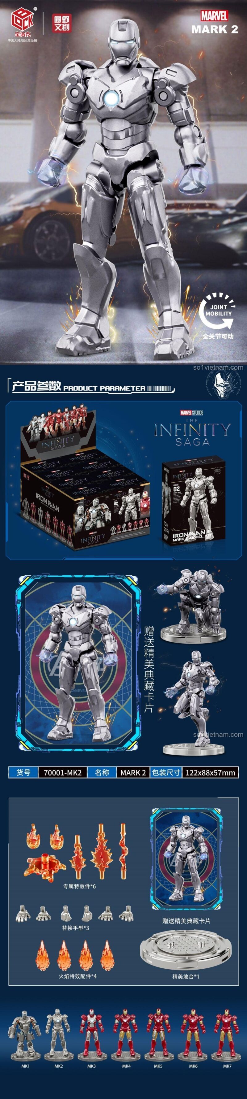 Bộ đồ chơi Iron Man Mark 2, Siêu anh hùng Marvel, 7 mẫu Iron Man độc đáo, Con trai 14 tuổi, Lắp ghép Iron Man Mark 2, Chất lượng cao, Giá tốt