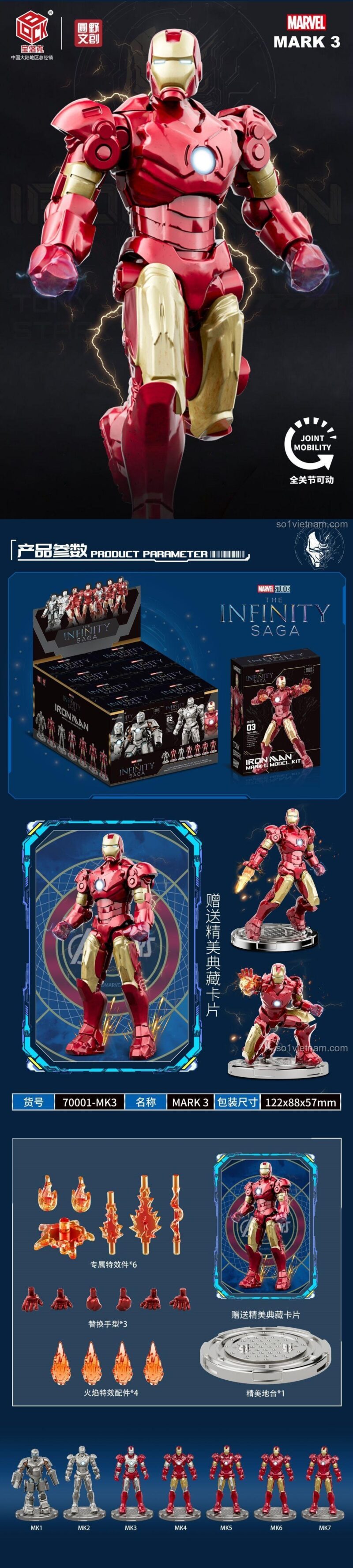 Bộ đồ chơi Iron Man Mark 3, Siêu anh hùng Marvel, 7 mẫu Iron Man độc đáo, Con trai 14 tuổi, Lắp ghép Iron Man Mark 3, Chất lượng cao, Giá tốt