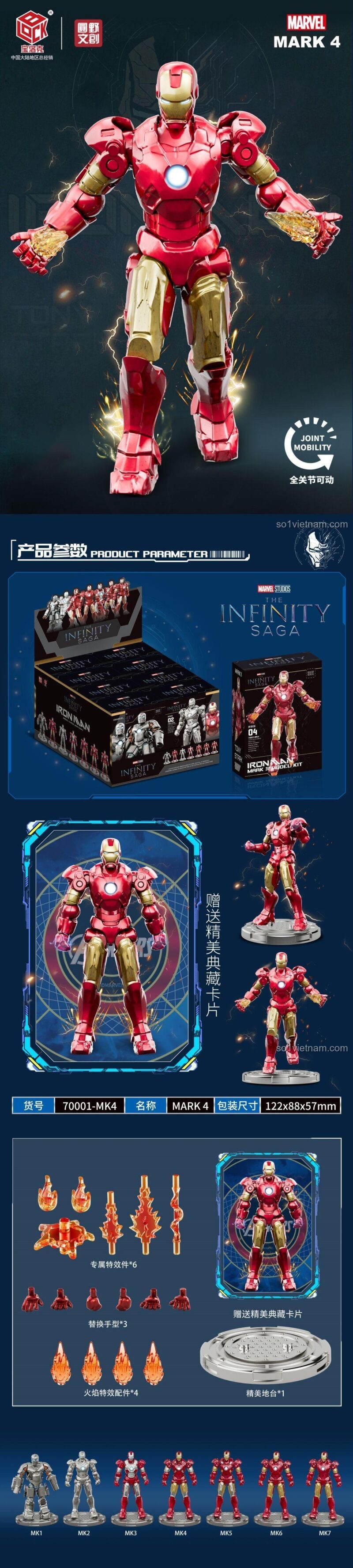 Bộ đồ chơi Iron Man Mark 4, Siêu anh hùng Marvel, 7 mẫu Iron Man độc đáo, Con trai 14 tuổi, Lắp ghép Iron Man Mark 4, Chất lượng cao, Giá tốt