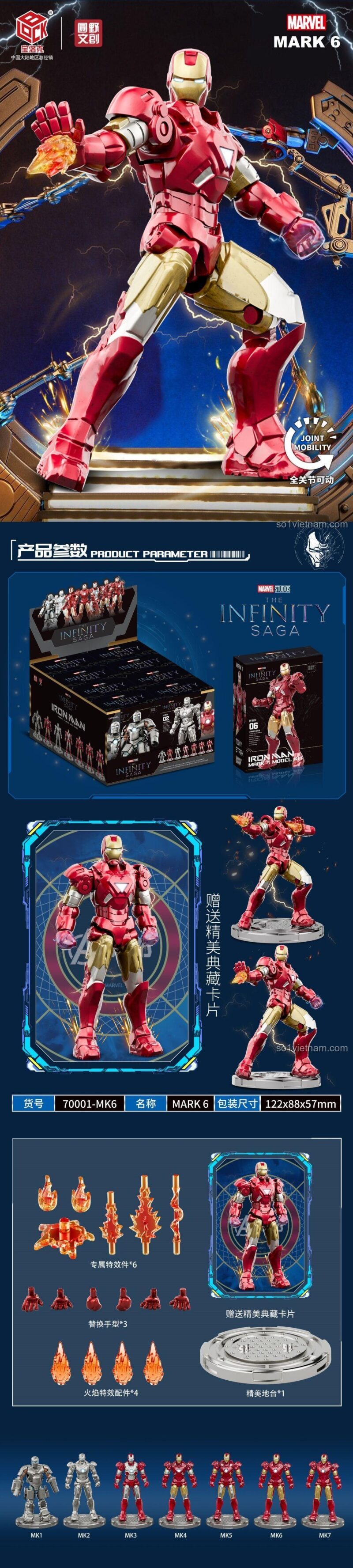 Bộ đồ chơi Iron Man Mark 6, Siêu anh hùng Marvel, 7 mẫu Iron Man độc đáo, Con trai 14 tuổi, Lắp ghép Iron Man Mark 6, Chất lượng cao, Giá tốt