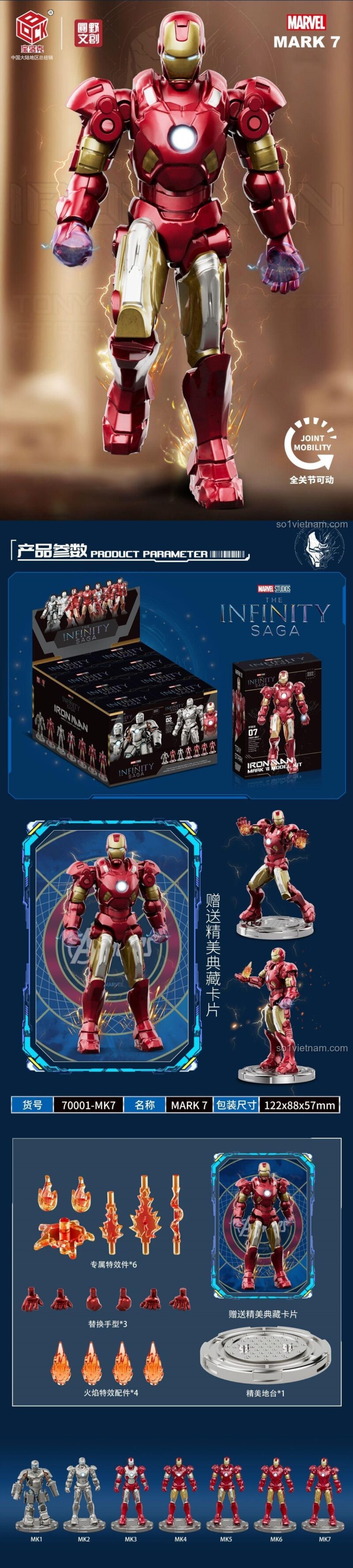 Bộ đồ chơi Iron Man Mark 7, Siêu anh hùng Marvel, 7 mẫu Iron Man độc đáo, Con trai 14 tuổi, Lắp ghép Iron Man Mark 7, Chất lượng cao, Giá tốt