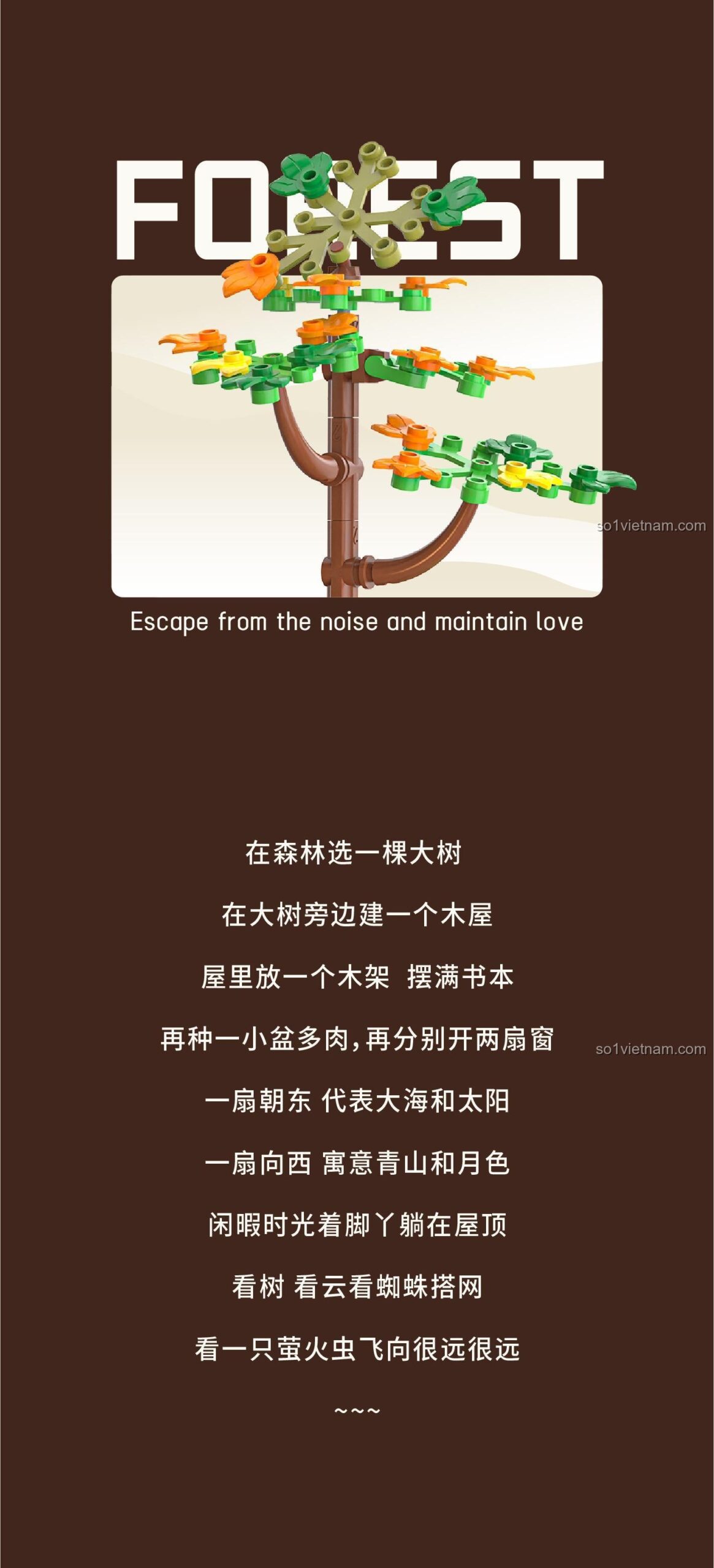 Thông tin sản phẩm bộ lắp ghép Ngôi nhà gỗ trong rừng 砖也/唯乐创想 6028, mô hình kiến trúc mộc mạc với đèn LED, 1486 mảnh, độ tuổi 6+