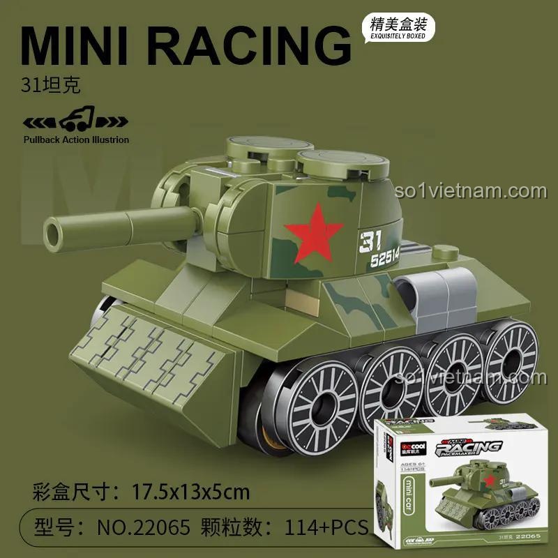 Hộp đồ chơi lắp ráp Xe Tăng Mini, bộ lắp ghép BrickCool 22065 giá rẻ cho bé trai 6 tuổi