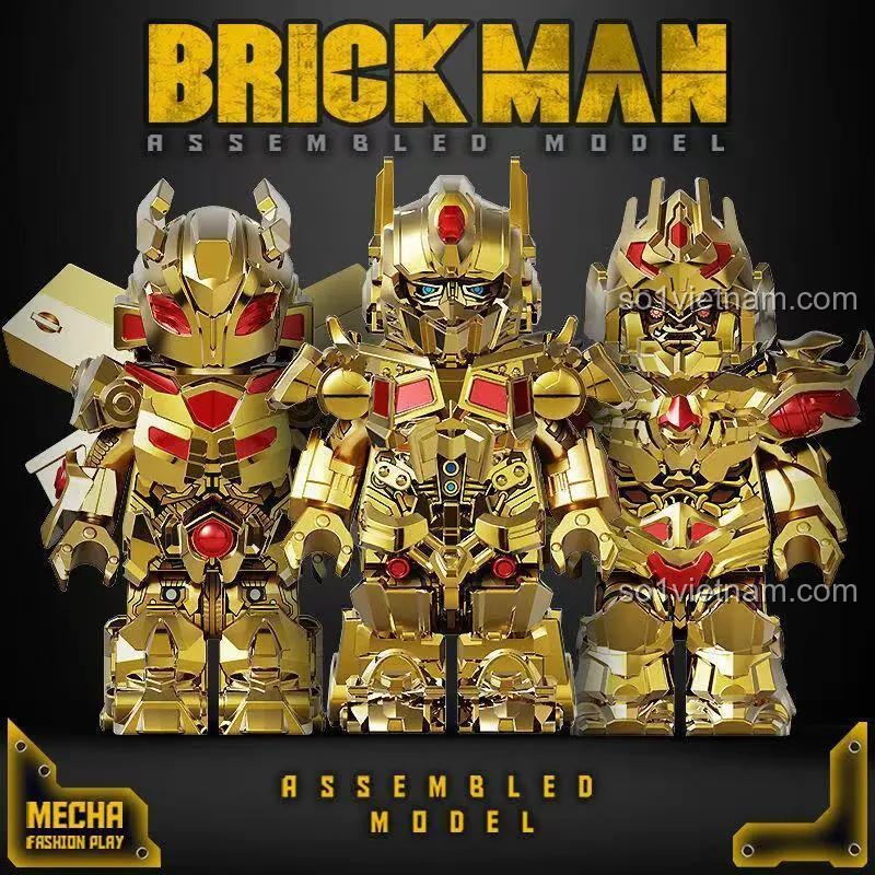 đồ chơi mô hình BrickMan Optimus Prime phiên bản vàng, đồ chơi mô hình BM001 độc đáo, phù hợp sưu tầm, cho bé trai 8 tuổi.