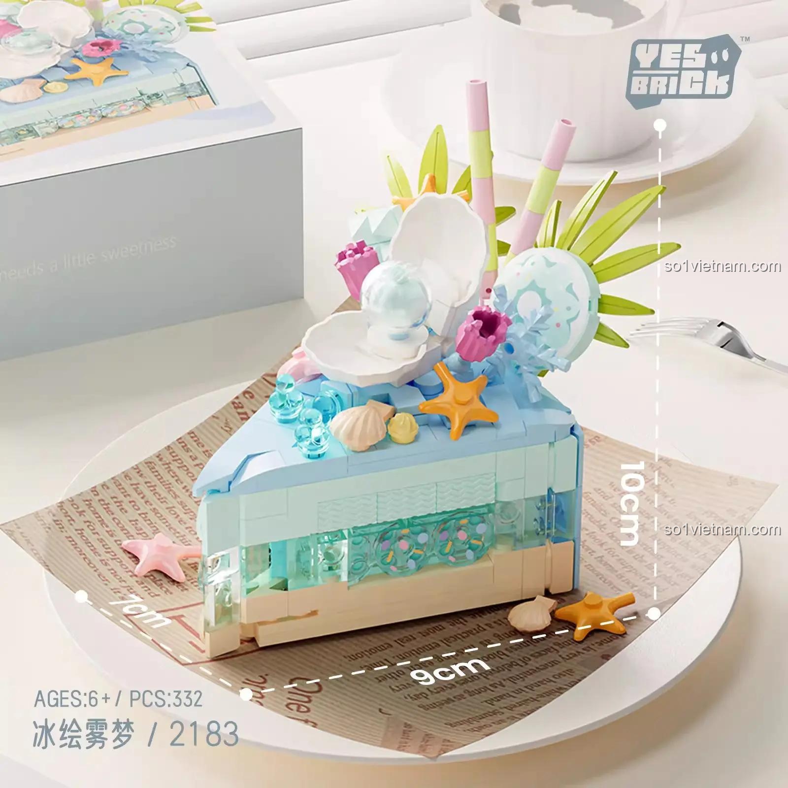 Kích thước mô hình bánh kem "Giấc Mơ Ngọt Ngào" BrickSo 2183: 9x7x10cm, phù hợp cho bé gái 6 tuổi