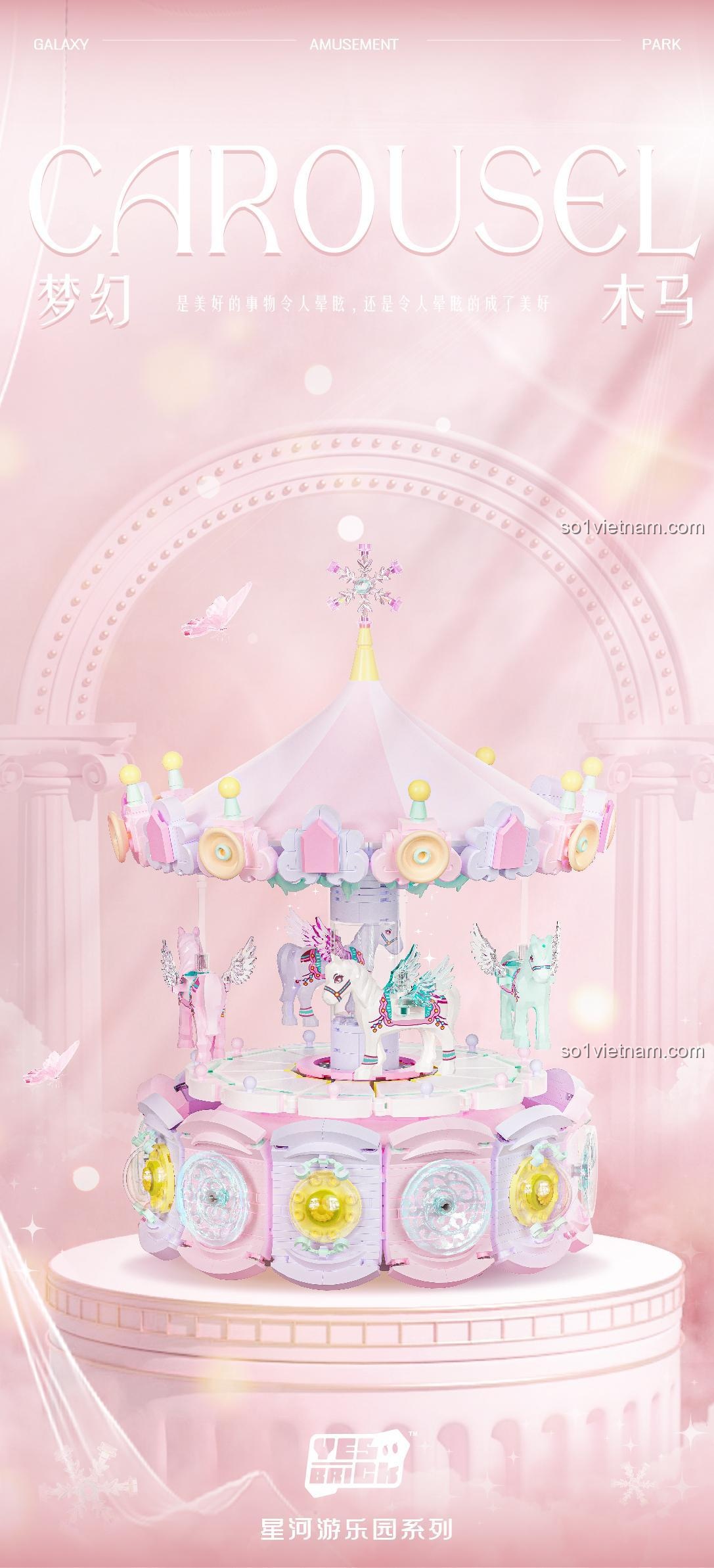 Mô hình ngựa có cánh trong Dream Carousel Music Box 3008 BrickSo - Hộp nhạc mơ mộng, Vòng quay ngựa lấp lánh, Đồ chơi xếp hình cho bé gái 6 tuổi