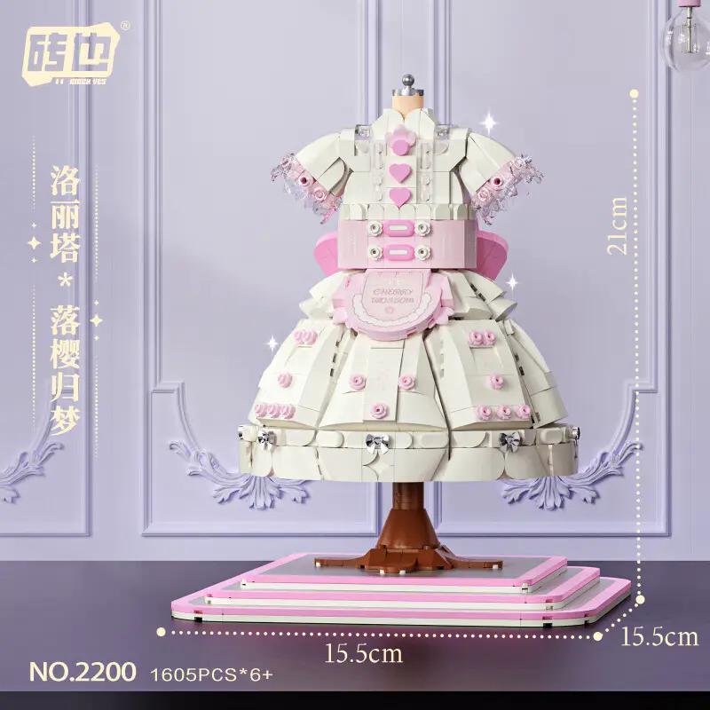 Bộ lắp ghép 砖也/唯乐创想 2200 Lolita: Lạc Anh Quy Mộng, mô hình váy Lolita 1605 mảnh, màu trắng hồng, cho bé gái 6 tuổi, kích thước mô hình 15.5x15.5x21cm, kích thước hộp 33.5x24.5x7cm, chất liệu nhựa ABS cao cấp, giá tốt