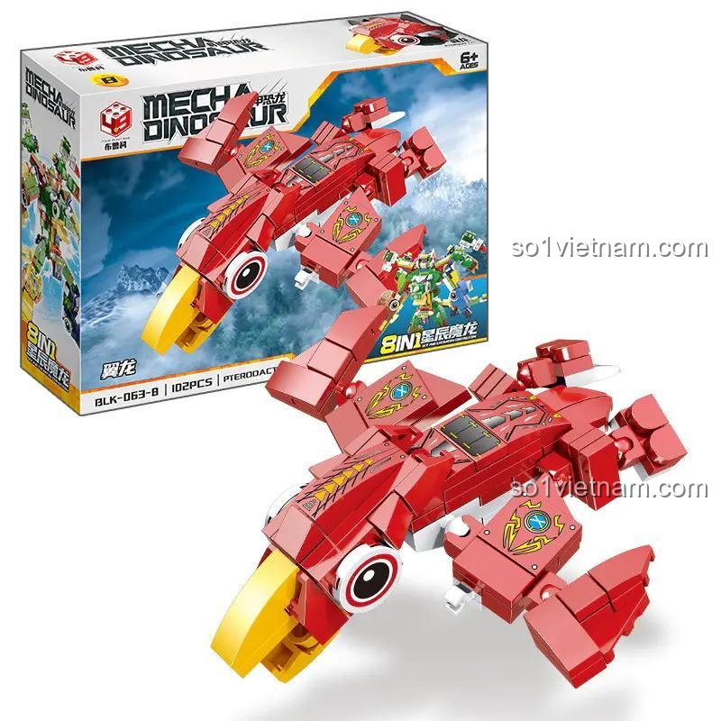 Bộ đồ chơi Brukko BLK-063 Mecha Dinosaur 8-in-1 831 mảnh cho bé trai 6 tuổi