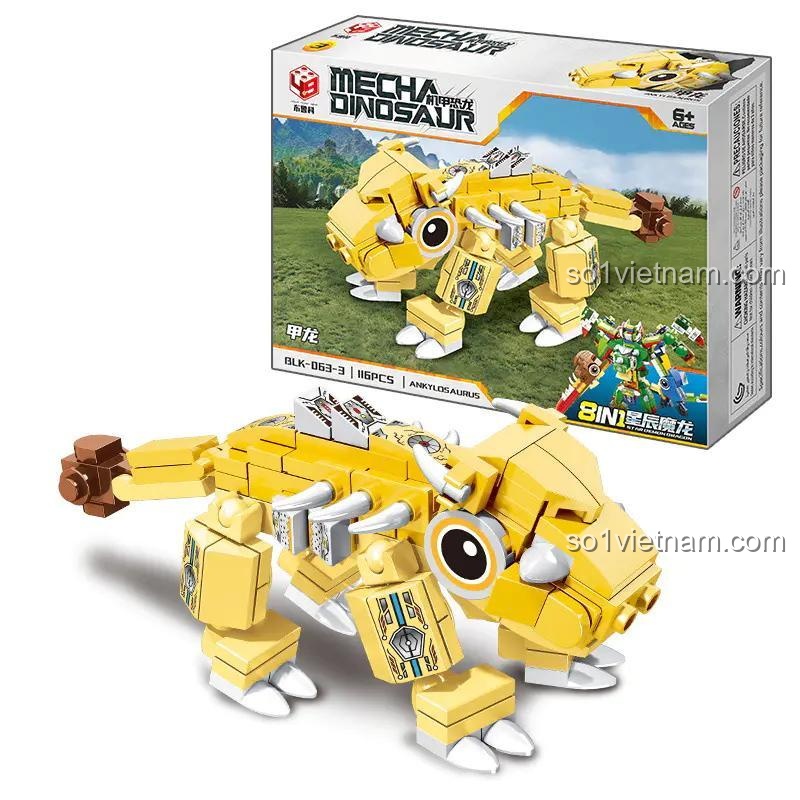 Đồ chơi mô hình Brukko BLK-063 Mecha Dinosaur Ankylosaurus máy 831 mảnh cho bé trai 6 tuổi
