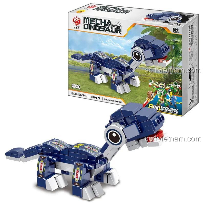 Set đồ chơi Brukko BLK-063 Mecha Dinosaur Brontosaurus máy 831 mảnh cho bé trai 6 tuổi