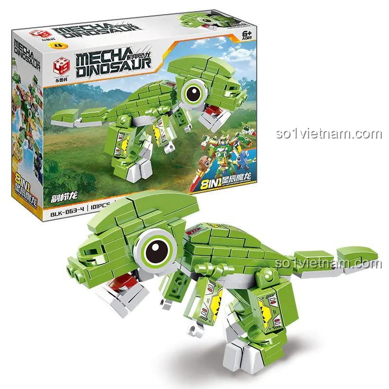 Bộ khối lắp ghép Brukko BLK-063 Mecha Dinosaur Dilophosaurus máy 831 mảnh cho bé trai 6 tuổi