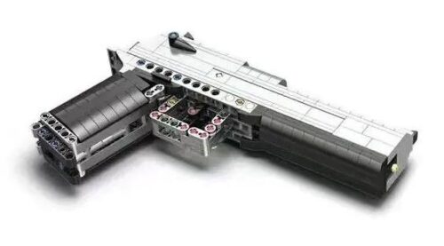 Mô hình súng lục Desert Eagle Bruko BLK-0143 màu vàng kim loại, bắn đạn nhựa, tương thích LEGO®, 394 chi tiết, cho bé trai 6 tuổi
