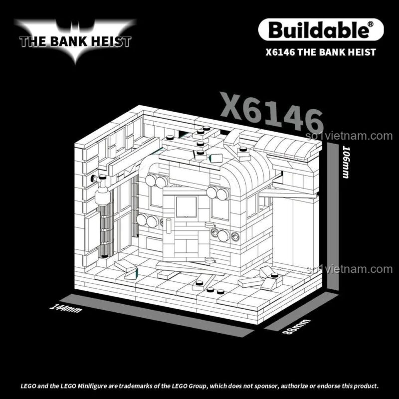Hộp mica đựng mô hình Buildable X6146 Vụ Cướp Ngân Hàng, đồ chơi mô hình xe buýt trường học cho bé trai
