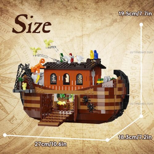 Mô hình Thuyền Noah BuildMoc F-C10018 sau khi lắp ráp, chi tiết sắc nét, màu sắc hài hòa