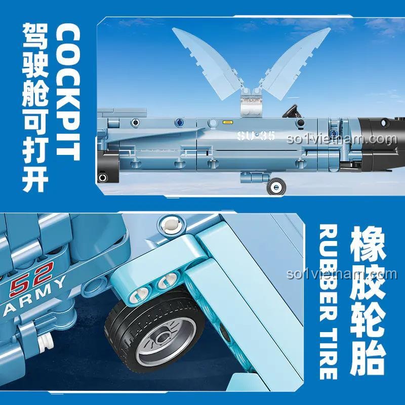 Buồng lái có thể mở của mô hình máy bay chiến đấu SU-35 Glory Mission JIE STAR 58122
