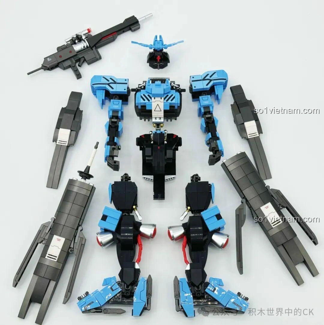 Các bộ phận chính của Robot Vidar JIESTAR 58145 sau khi lắp ráp riêng lẻ, sẵn sàng để ghép thành mô hình hoàn chỉnh.