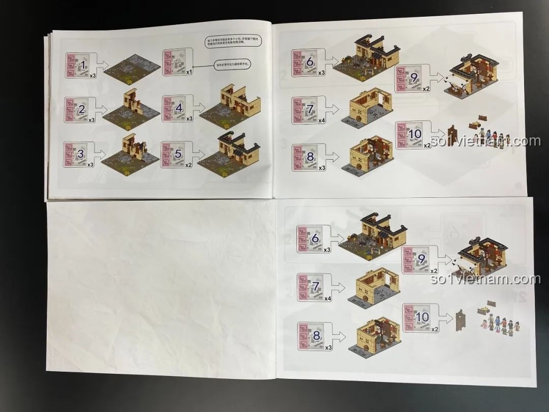 Các bước hướng dẫn lắp ráp được in màu rõ ràng, chi tiết trong sách hướng dẫn của bộ Pantasy 86221.