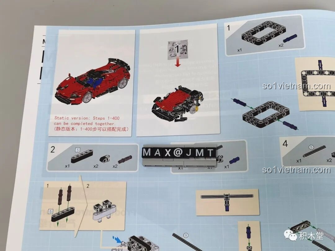Hình ảnh các bước lắp ráp đầu tiên trong sách hướng dẫn của bộ Panlos Brick 3006, rất rõ ràng và dễ theo dõi.