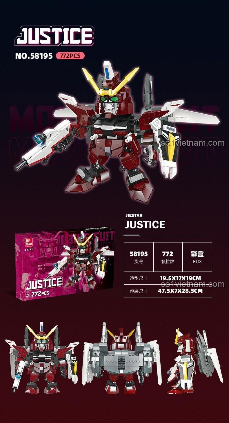 Các góc nhìn của mô hình Robot Justice JIESTAR 58195, 772 mảnh ghép, đồ chơi cho bé trai 6 tuổi