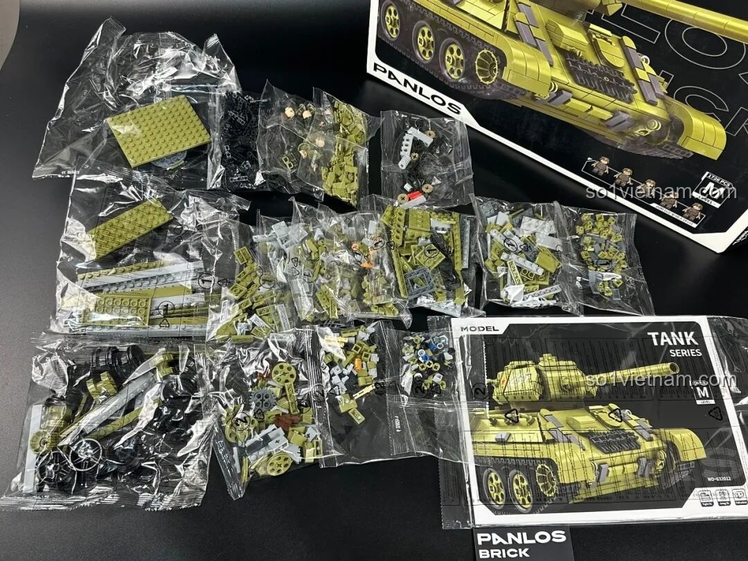 Các túi chi tiết bên trong hộp Panlos Brick 632012, được đánh số thứ tự rõ ràng để tiện cho việc lắp ráp.