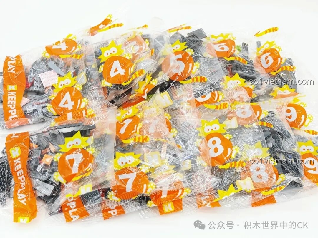 Các túi chi tiết được đánh số từ 4 đến 9 của bộ Keeppley 23036, chất liệu nhựa ABS an toàn, màu sắc đồng đều, chất lượng cao.