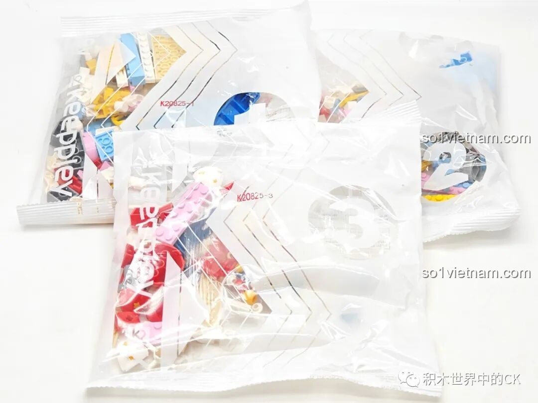 Các túi mảnh ghép được đánh số của bộ Keeppley K20825 Cinnamoroll, giúp quá trình lắp ráp Gánh xiếc ma thuật Sanrio dễ dàng hơn.