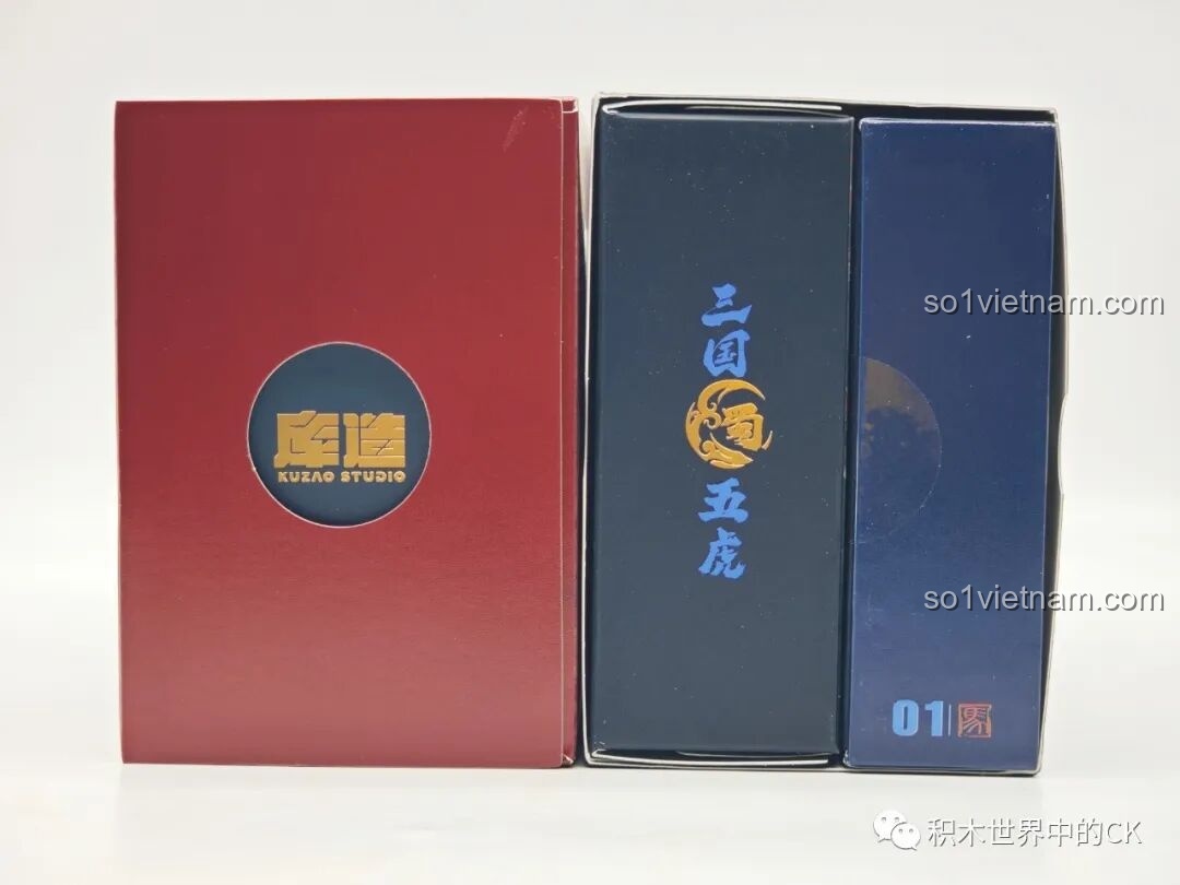 Cách đóng gói bên trong của bộ đồ chơi Kuzao Studio, gồm nhiều hộp nhỏ được xếp gọn gàng.