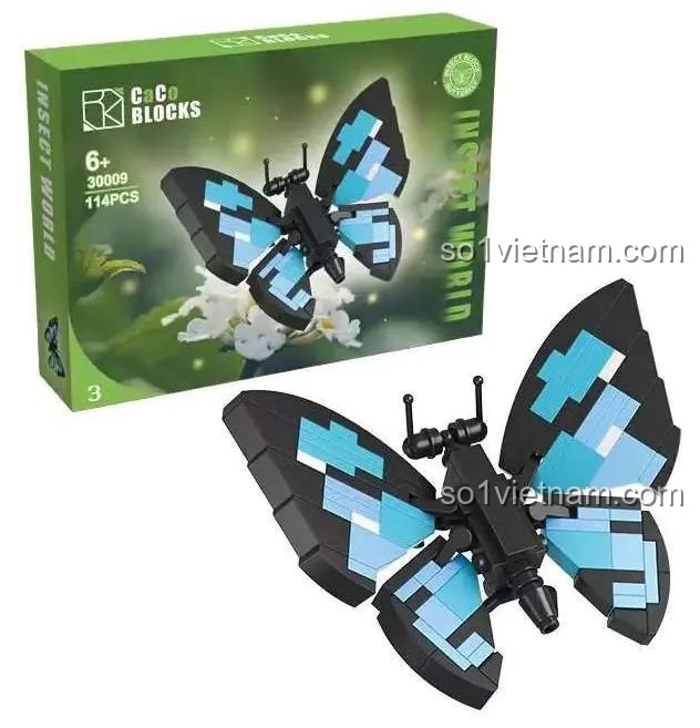 bộ xếp hình Mô hình côn trùng CACO 30009 hình con bướm xanh dương, kích thích sáng tạo cho Con trai 6 tuổi, giá rẻ.