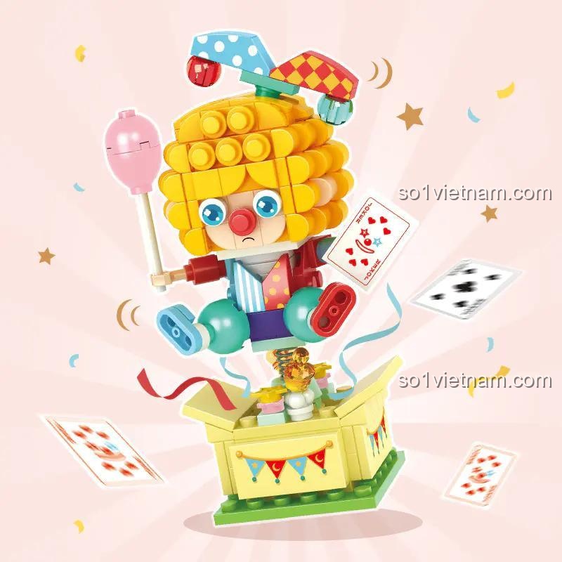 CaCo Blocks D022 đồ chơi mô hình Chú Hề, bộ lắp ghép Rạp Xiếc, cho bé gái 6 tuổi