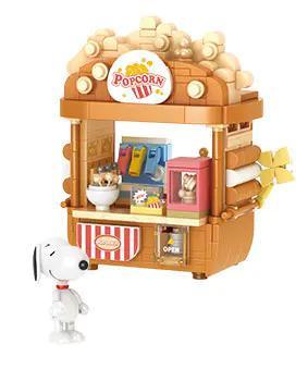 Mô hình Cửa hàng Bắp Rang Bơ Snoopy CACO S018, đồ chơi lắp ghép mini block cho bé 6 tuổi, quà tặng ý nghĩa