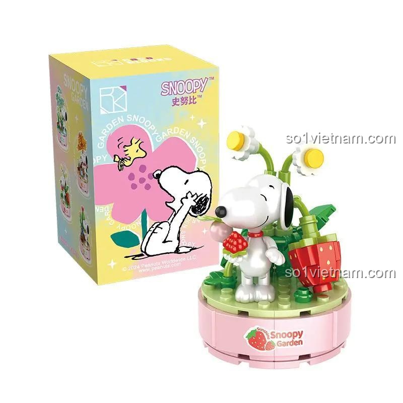 Mô hình Chậu Cây Snoopy Vòng 4 CACO S025, mẫu 2: Chậu cây lá phong, bộ lắp ghép Snoopy Garden, 133 mảnh, đồ chơi xếp hình cho bé gái 6 tuổi