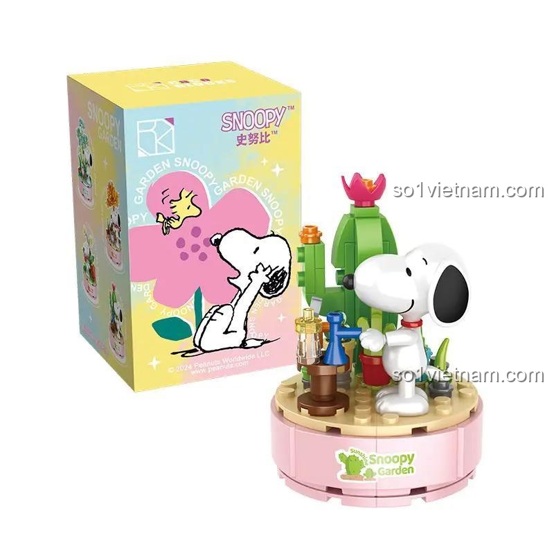 Mô hình Chậu Cây Snoopy Vòng 4 CACO S025, mẫu 3: Chậu cây dâu tây, bộ lắp ghép Snoopy Garden, 149 mảnh, đồ chơi xếp hình cho bé gái 6 tuổi