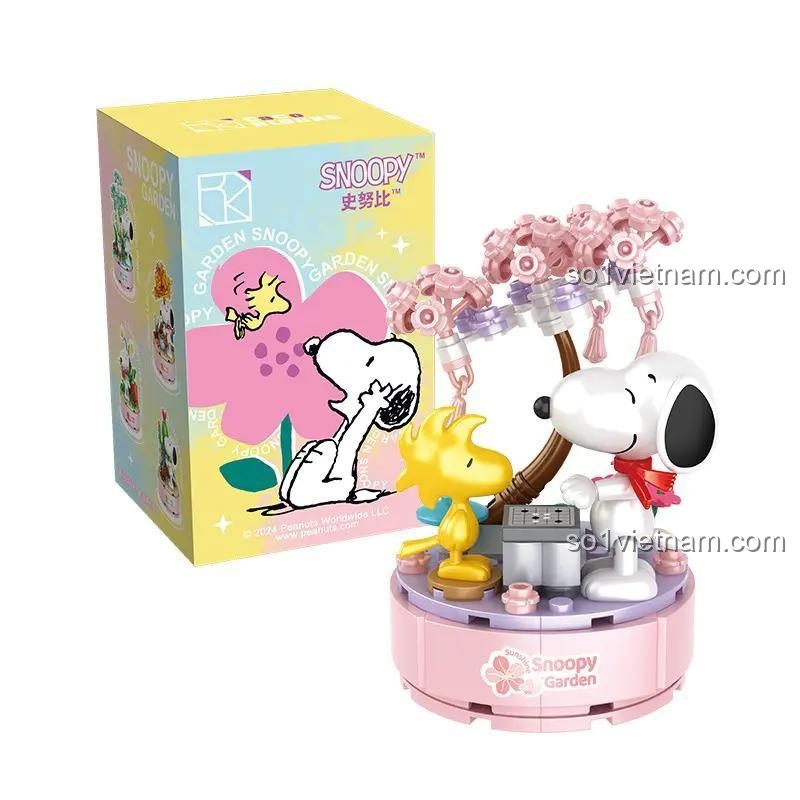 Mô hình Chậu Cây Snoopy Vòng 4 CACO S025, mẫu 5: Chậu cây bồ công anh, bộ lắp ghép Snoopy Garden, 168 mảnh, đồ chơi xếp hình cho bé gái 6 tuổi