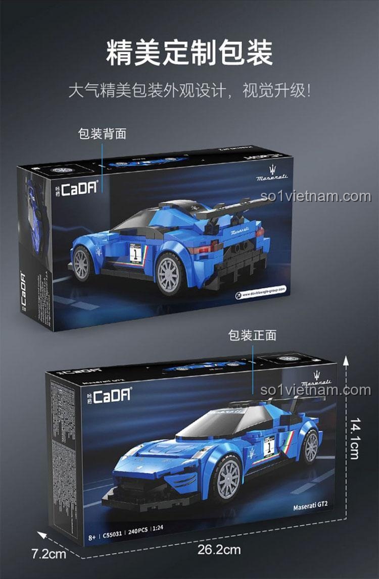 Mặt sau hộp sản phẩm bộ lắp ghép xe đua Maserati GT2 CaDA C55031