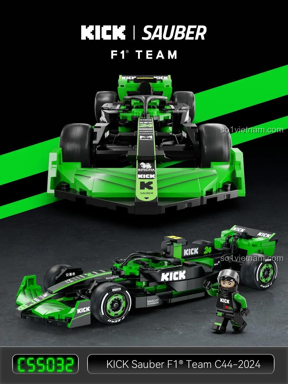 Tổng quan bộ đồ chơi CaDA C55032 Xe đua F1 KICK Sauber C44-2024, hộp và mô hình, chất lượng cao, giá tốt, phù hợp bé trai 8 tuổi