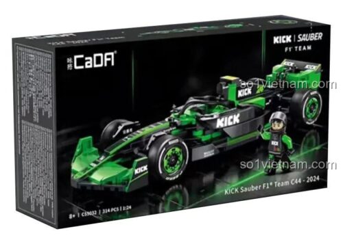 Hộp bộ đồ chơi CaDA C55032 Xe đua Công thức 1, thể hiện rõ mô hình xe F1 KICK Sauber C44-2024 314 mảnh, phù hợp bé trai 8 tuổi
