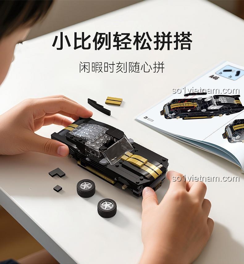 Nội thất CaDA C55034 Shelby GT350H 1:24, bộ lắp ghép xe cơ bắp, độ chi tiết cao, giá rẻ cho bé trai 8 tuổi.