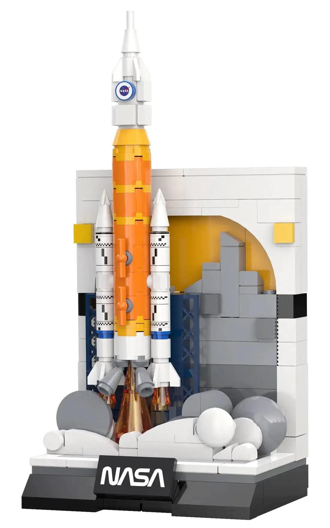 Mô hình tên lửa SLS Artemis của NASA C56044, bộ lắp ghép tên lửa không gian, đồ chơi xây dựng cho bé 8 tuổi, chi tiết cao, màu cam trắng xanh dương