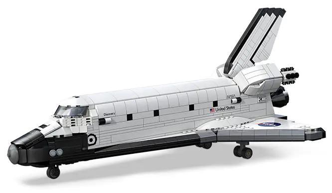 Bộ lắp ghép Tàu con thoi Discovery, đồ chơi mô hình Tàu vũ trụ Discovery, mô hình CaDA C56052 tỉ lệ 1:80, 1827 chi tiết, có bánh xe thu gọn, khoang chứa hàng mở được, phù hợp bé trai 8 tuổi, giá tốt.