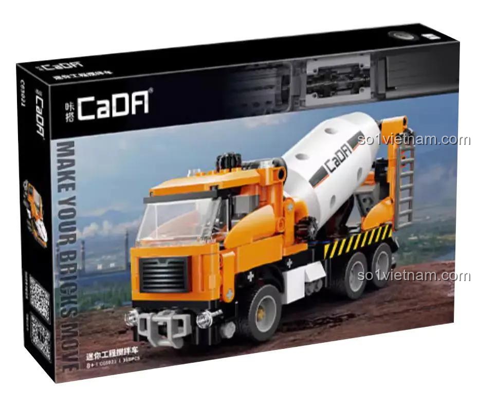 Hộp đồ chơi lắp ráp CaDA C65021 Xe Trộn Bê Tông Mini, 368 chi tiết, mô phỏng xe công trình, quà tặng hấp dẫn cho bé trai.