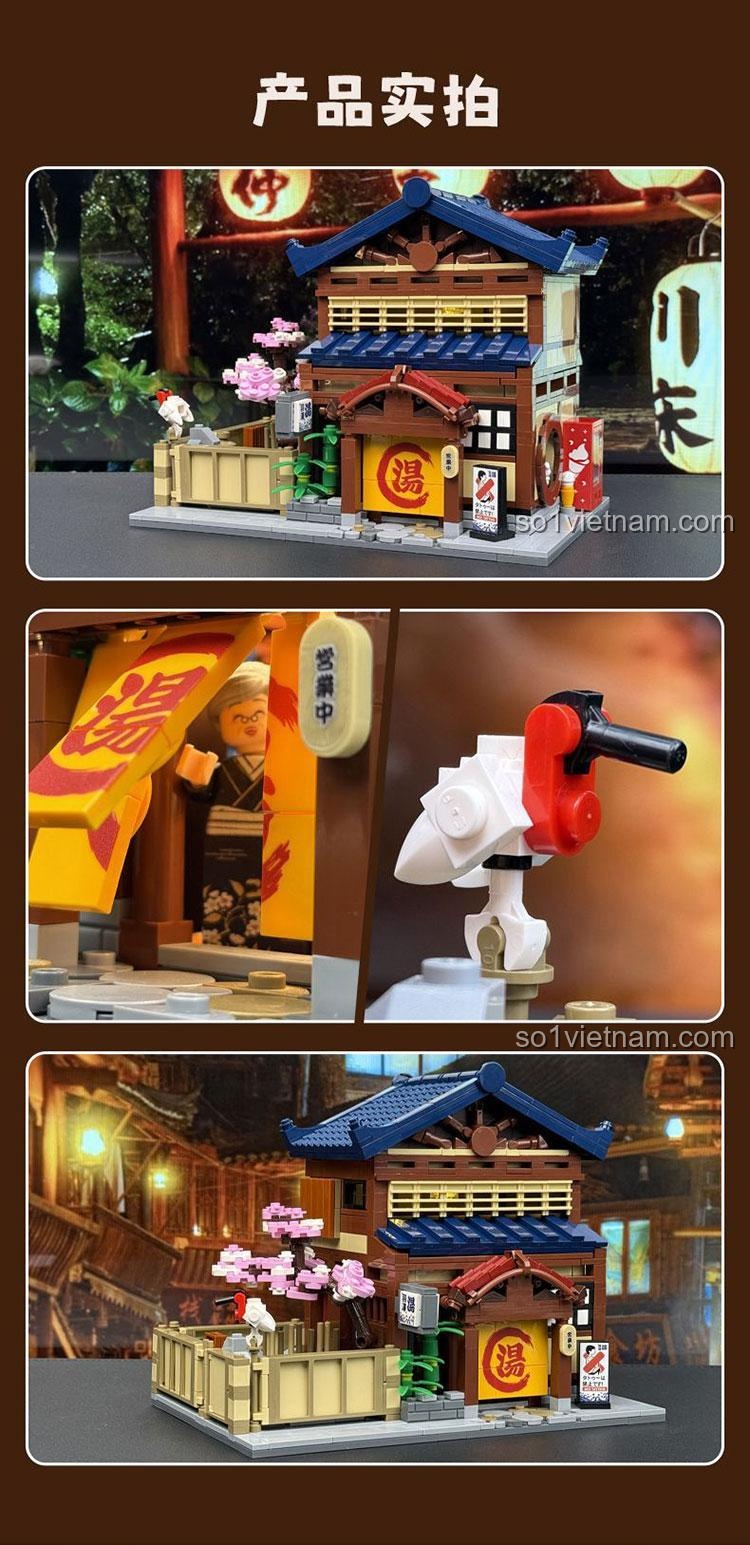 Mô hình nhà tắm truyền thống Nhật Bản CaDA C66012 với biển báo cấm xăm