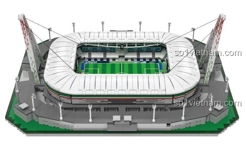 Hộp sản phẩm đồ chơi mô hình Sân vận động Juventus Double E 66021, chất lượng cao, đáng tiền, dành cho thanh niên 14 tuổi.