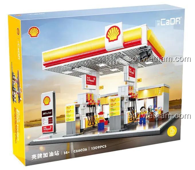 Hộp bộ lắp ghép CaDA C66026 Trạm Xăng Shell, đồ chơi mô hình trạm xăng Shell cho con trai 14 tuổi, giá rẻ
