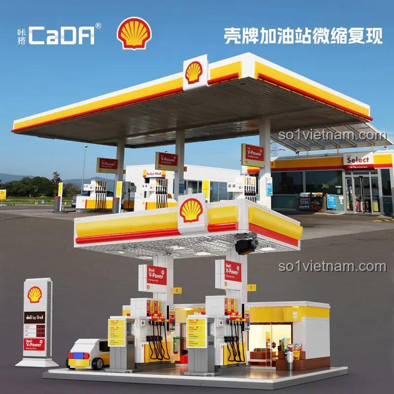 Trạm Xăng Shell CaDA C66026 mô phỏng thực tế, đồ chơi mô hình trạm xăng Shell với kiến trúc tinh xảo cho con trai 14 tuổi