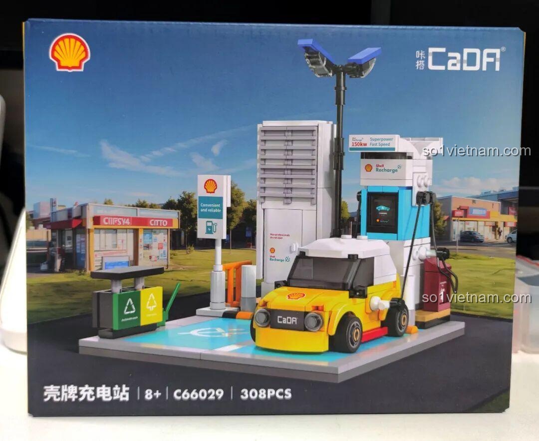 Ảnh chụp hộp sản phẩm bộ lắp ráp Trạm sạc Shell CaDA C66029, món quà sinh nhật ý nghĩa cho bé trai 8 tuổi.