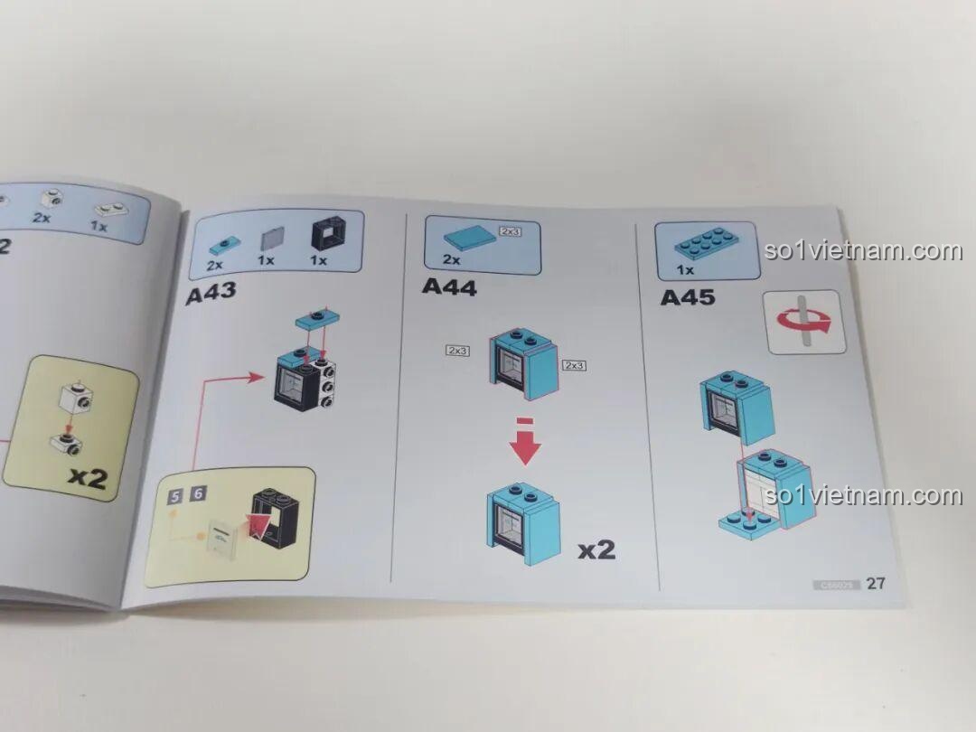 Các bước lắp ráp chi tiết trụ sạc điện trong bộ đồ chơi CaDA C66029.