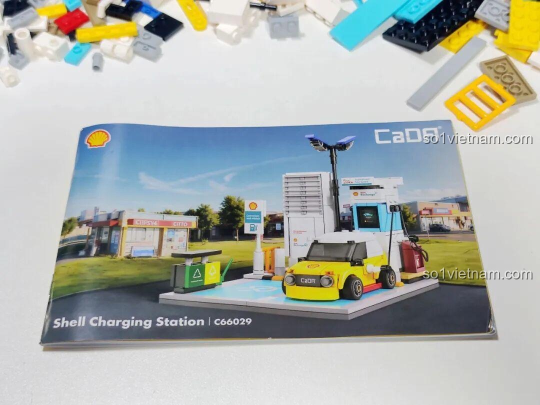 Sách hướng dẫn lắp ráp chi tiết của bộ đồ chơi xây dựng Trạm sạc Shell CaDA C66029.