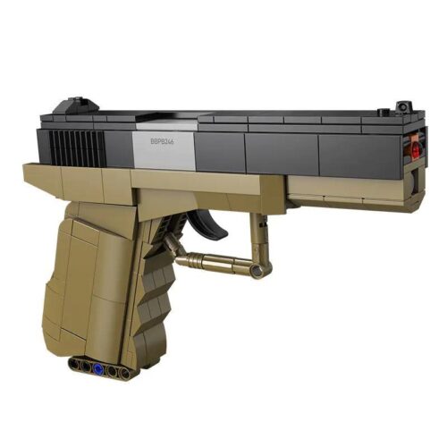 Mô hình súng lục Glock 17 bằng nhựa ABS, 338 chi tiết, màu đen và nâu, có thể bắn đạn xốp, phù hợp cho bé trai 8 tuổi