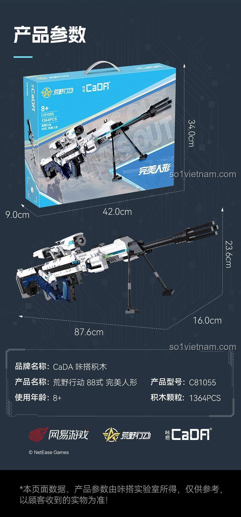 Ảnh thực tế Súng trường khoa học viễn tưởng Double Eagle, CaDA C81055 Súng lắp ghép Type 88, đồ chơi mô hình súng game Hoang Dã Hành Động, chất lượng tốt, đáng tiền cho bé trai.